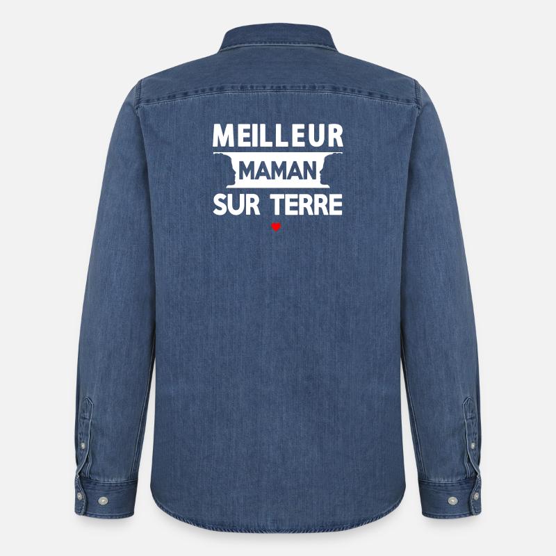 Zitat der Mutter auf der Erde - Männer Jeanshemd Organic von Stanley/Stella - verwaschenes Mittelblau 