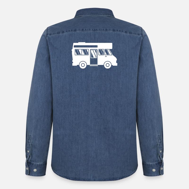 Wohnwagen Wanderlust Wanderer Camping Camper - Männer Jeanshemd Organic von Stanley/Stella - verwaschenes Mittelblau 