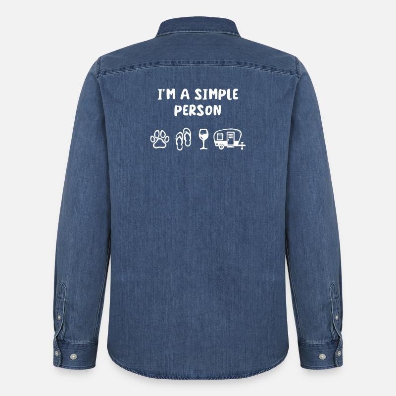 Wohnmobil Statement Camping Wanderer Camper - Männer Jeanshemd Organic von Stanley/Stella - verwaschenes Mittelblau 