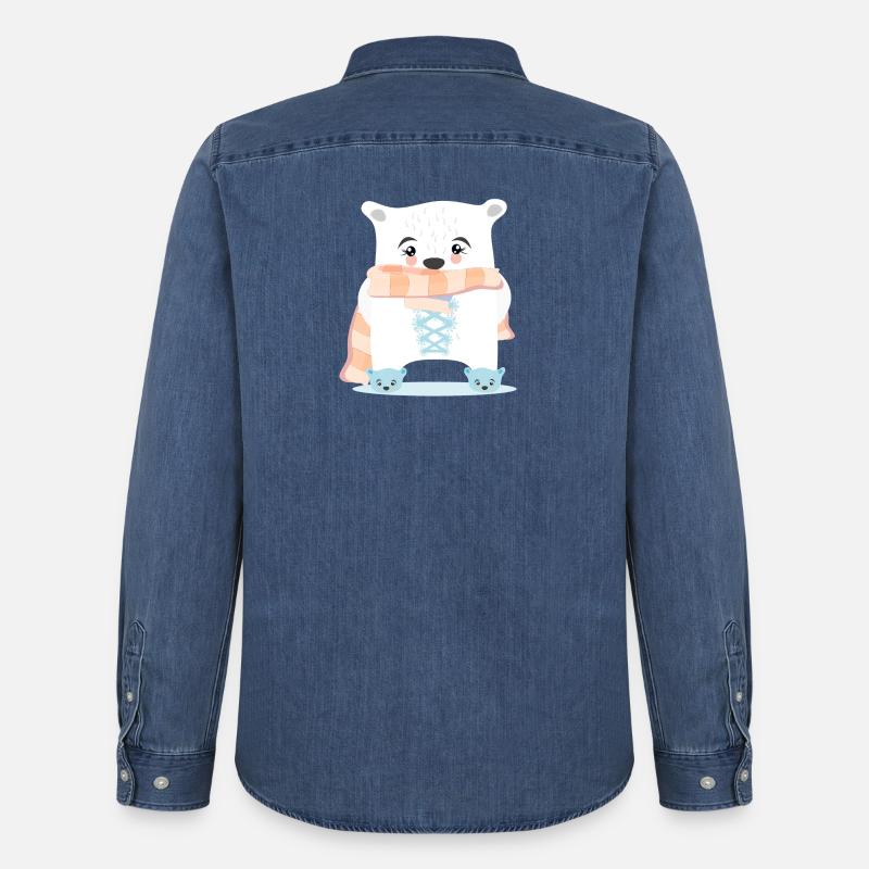 WINTERTIERE EISBÄREN - Männer Jeanshemd Organic von Stanley/Stella - verwaschenes Mittelblau 