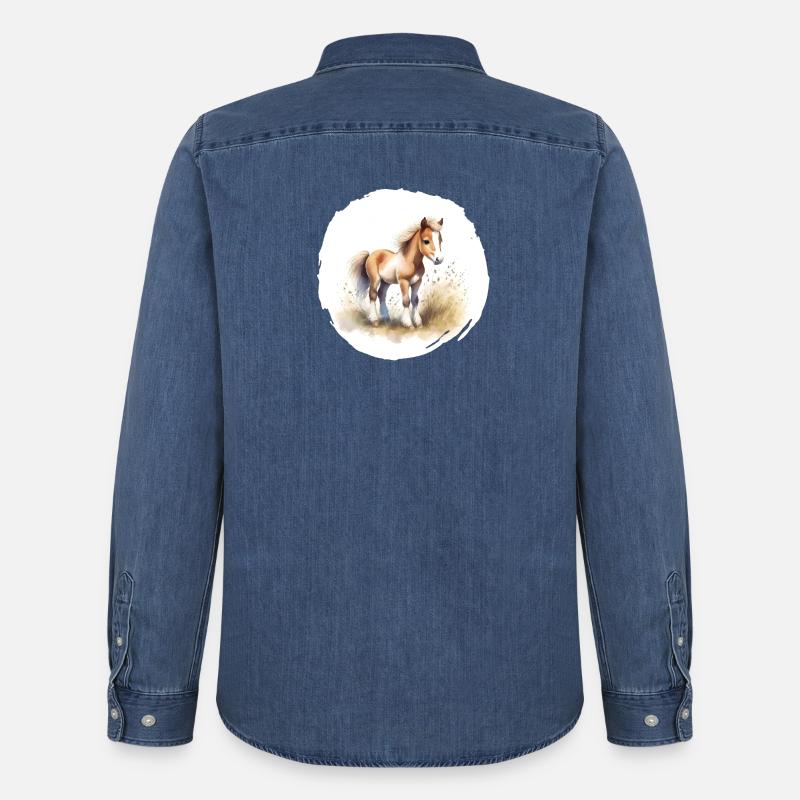 Puledro Acquerello - Camicia in denim uomo bio di Stanley/Stella - blu medio slavato