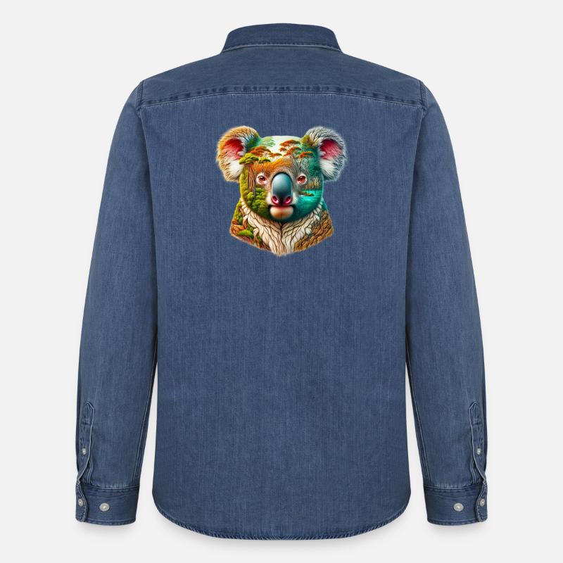 Koala - Männer Jeanshemd Organic von Stanley/Stella - verwaschenes Mittelblau