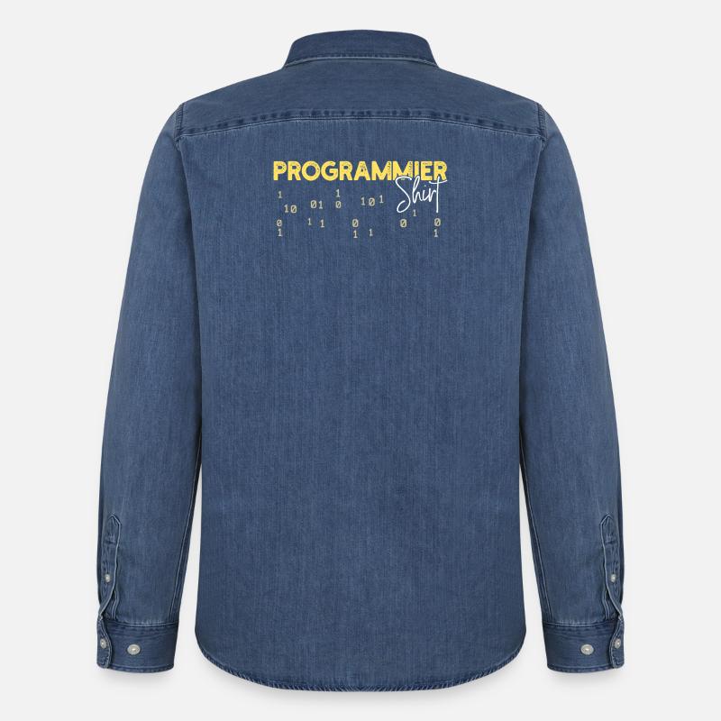 Developer Statement Coden Skripting Webentwickler - Männer Jeanshemd Organic von Stanley/Stella - verwaschenes Mittelblau 