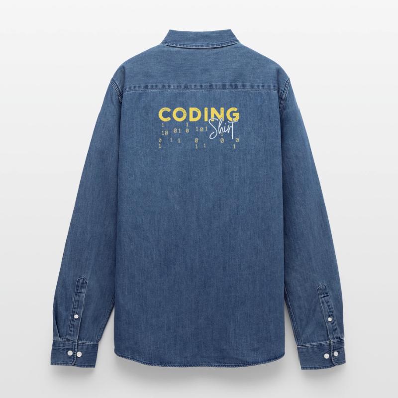 Coden Statement Developer Programmer Scripting Men’s Organic Denim Shirt by Stanley/Stella