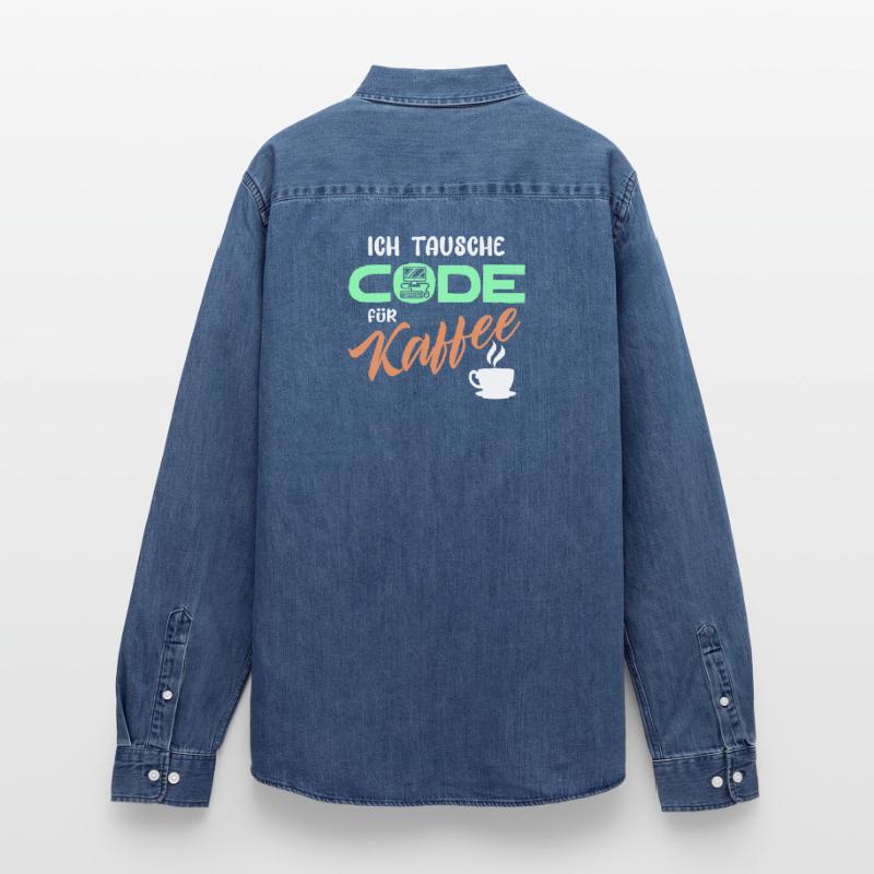 Code Developer Statement Programmer Computer Men’s Organic Denim Shirt by Stanley/Stella