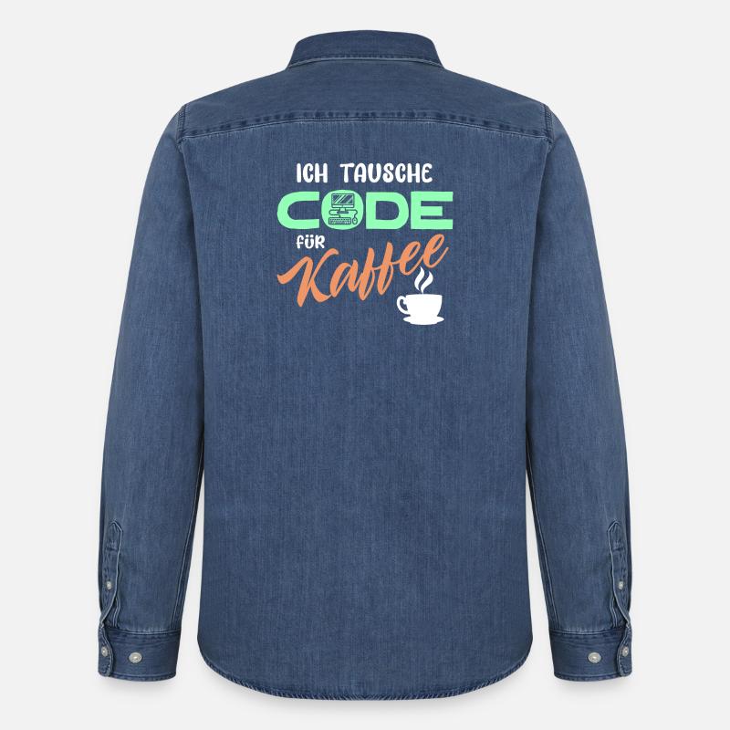 Code Developer Statement Programmer Computer - Men’s Organic Denim Shirt by Stanley/Stella - mid washy 