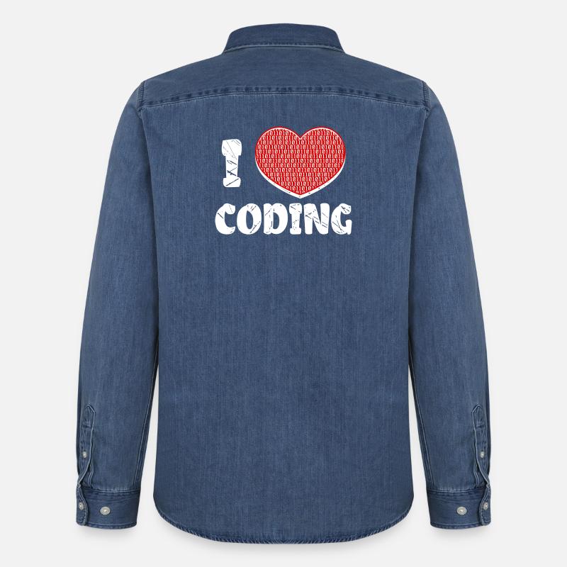 Developer Herz Coden Statement Programmierer - Männer Jeanshemd Organic von Stanley/Stella - verwaschenes Mittelblau