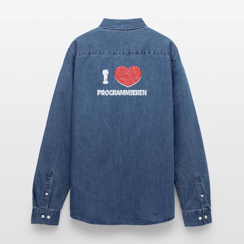 Developer Herz Programmierer Statement Informatik Männer Jeanshemd Organic von Stanley/Stella