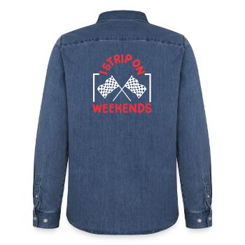 Drag Racing Rennwagen Drag Racer - Männer Jeanshemd Organic von Stanley/Stella - verwaschenes Mittelblau  - Hinten - AI Model Male 185 light (185cm)