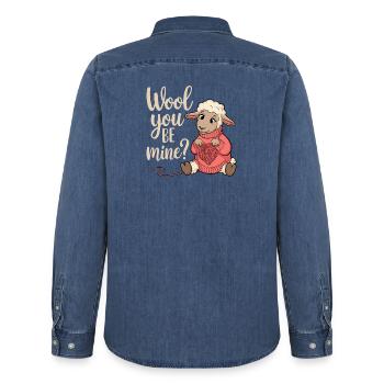 Wolliges Valentinsherz Schäfchen - Männer Jeanshemd Organic von Stanley/Stella - verwaschenes Mittelblau  - Hinten - AI Model Male 185 light (185cm)