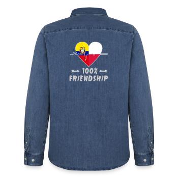 Ecuador und Polen 100% Freundschaft - Männer Jeanshemd Organic von Stanley/Stella - verwaschenes Mittelblau  - Hinten - AI Model Male 185 light (185cm)