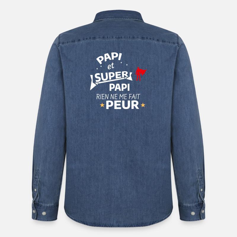 Superheld Humor Vaterschaft Geschenk - Männer Jeanshemd Organic von Stanley/Stella - verwaschenes Mittelblau 