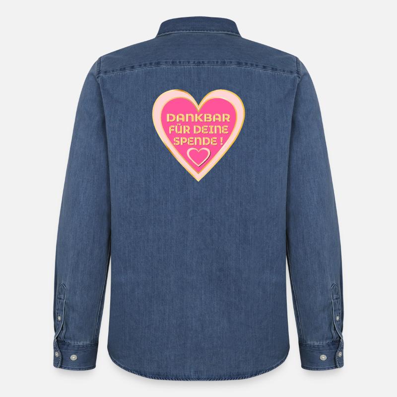 SPENDERIN DANKBARKEIT - SPENDE HERZ - Männer Jeanshemd Organic von Stanley/Stella - verwaschenes Mittelblau