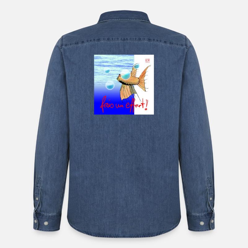 fais un effort - Männer Jeanshemd Organic von Stanley/Stella - verwaschenes Mittelblau