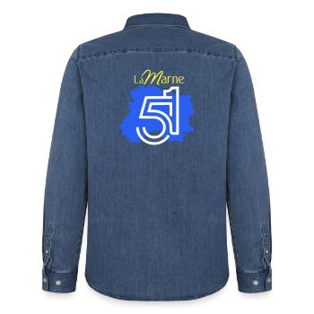 La Marne 51  - Chemise en denim homme bio Stanley/Stella - bleu moyen délavé  - Dos - AI Model Male 185 light (185cm)