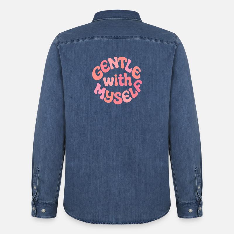 Sanft zu mir selbst, positives Design - Männer Jeanshemd Organic von Stanley/Stella - verwaschenes Mittelblau 