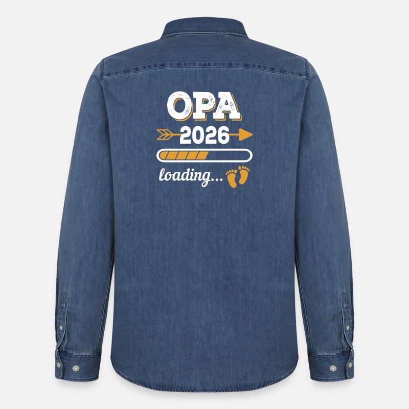 Opa 2026 Loading Zukünftiger Großvater Geschenk - Männer Jeanshemd Organic von Stanley/Stella - verwaschenes Mittelblau