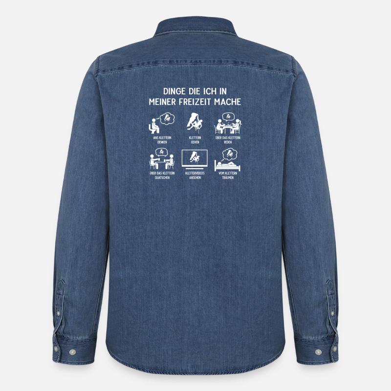 Kletterer Klettern Humor Freizeit - Männer Jeanshemd Organic von Stanley/Stella - verwaschenes Mittelblau 
