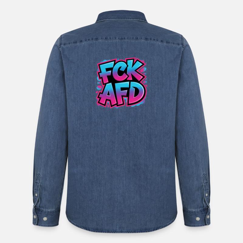 FCK AFD - Antifa Tee - Männer Jeanshemd Organic von Stanley/Stella - verwaschenes Mittelblau