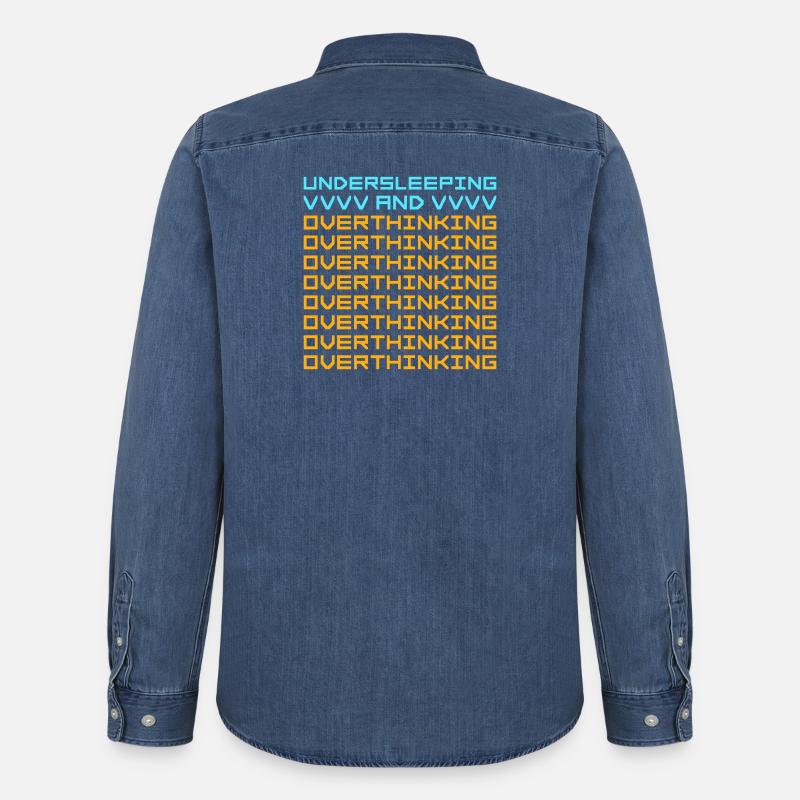 Undersleeping And Overthinking Lustig Müde Spruch - Männer Jeanshemd Organic von Stanley/Stella - verwaschenes Mittelblau 