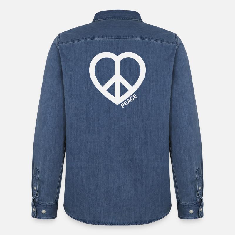 Herz Peace Symbol - Männer Jeanshemd Organic von Stanley/Stella - verwaschenes Mittelblau