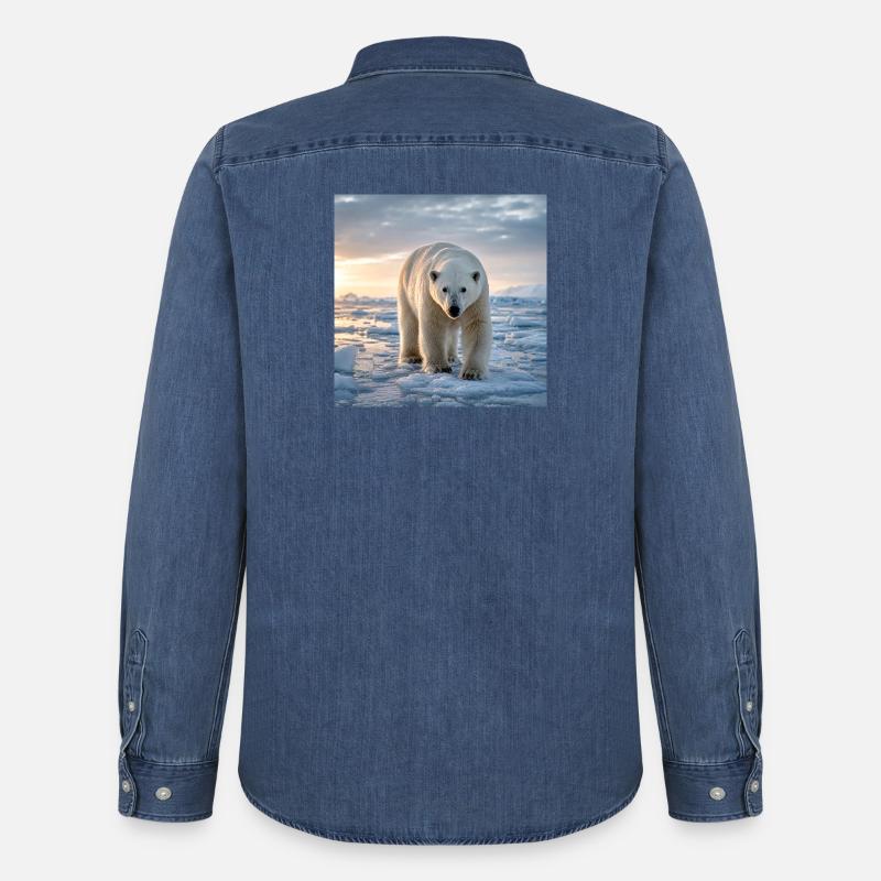 Arktischer Eisbär auf Eis - Männer Jeanshemd Organic von Stanley/Stella - verwaschenes Mittelblau
