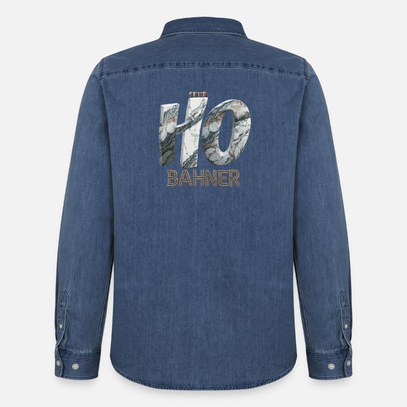 SPUR H0 BAHNER – Marmor Edition - Männer Jeanshemd Organic von Stanley/Stella - verwaschenes Mittelblau