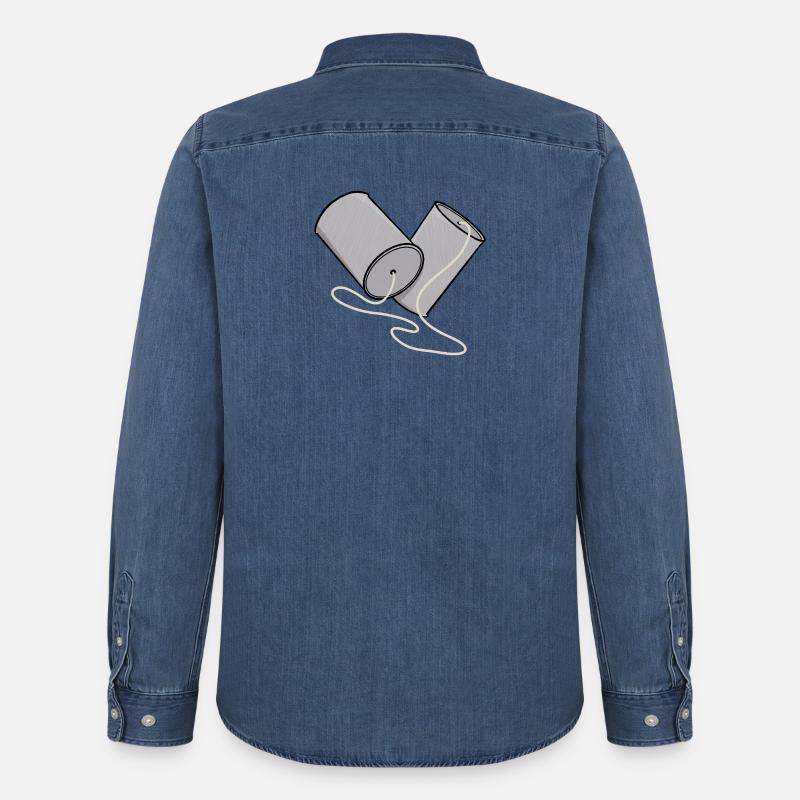 Blechdosen-Handy-Nostalgie - Männer Jeanshemd Organic von Stanley/Stella - verwaschenes Mittelblau 