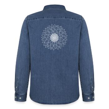 Sonnenblume Boho - Männer Jeanshemd Organic von Stanley/Stella - verwaschenes Mittelblau  - Hinten - AI Model Male 185 light (185cm)