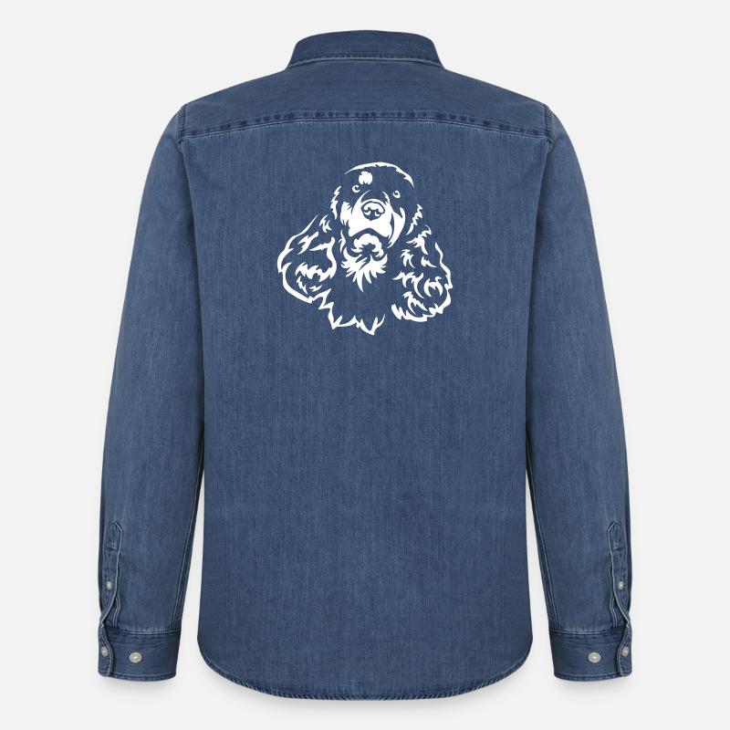 Cocker Spaniel Kopf "Black Edition" - Männer Jeanshemd Organic von Stanley/Stella - verwaschenes Mittelblau
