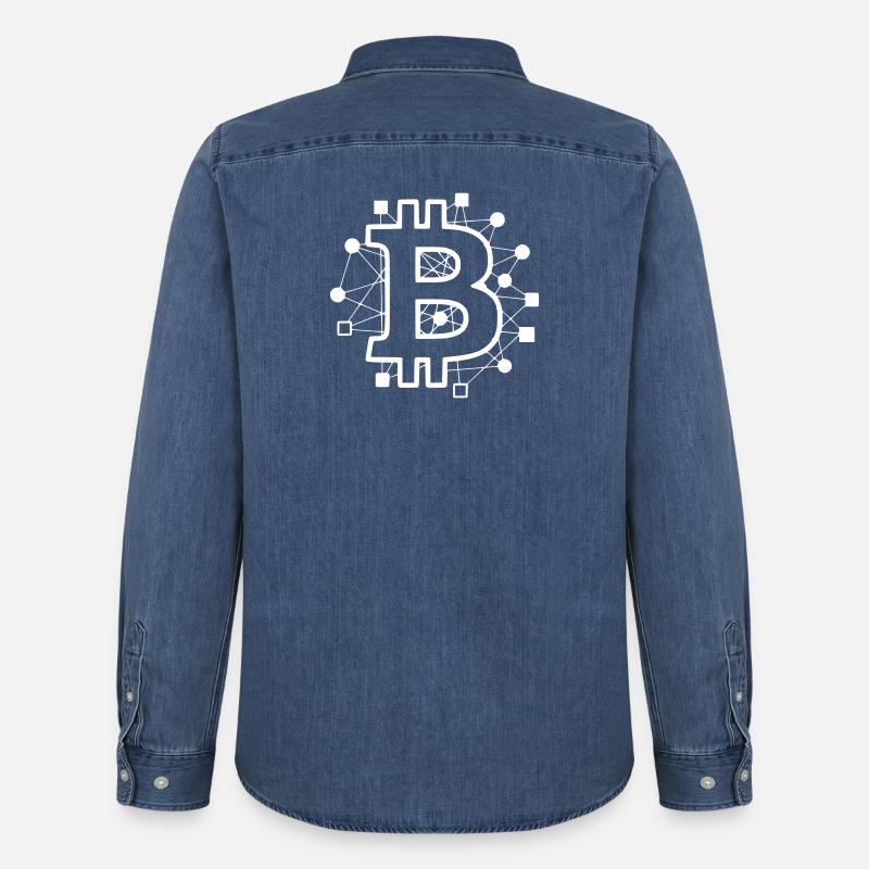 Bitcoin Platine Circuit Tech Krypto - Männer Jeanshemd Organic von Stanley/Stella - verwaschenes Mittelblau