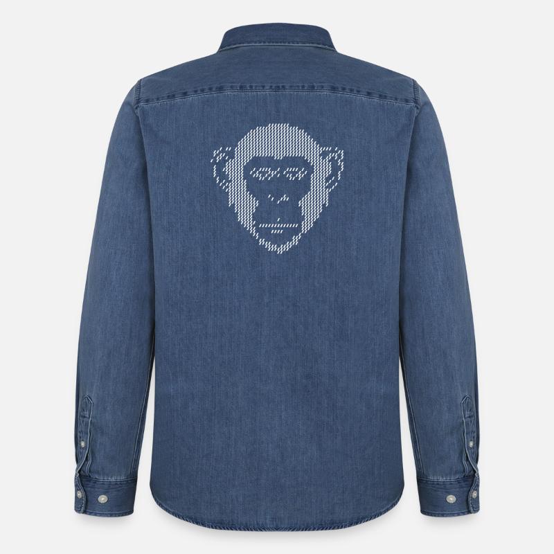 Pixel Monkey Halbton-Kunst - Männer Jeanshemd Organic von Stanley/Stella - verwaschenes Mittelblau