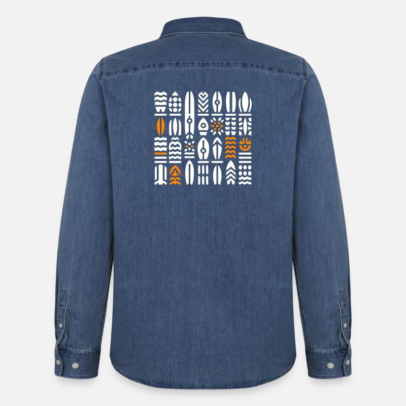 Abstrakte Surf- und Wellenmuster - Männer Jeanshemd Organic von Stanley/Stella - verwaschenes Mittelblau 