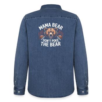 Fierce Mama Bear Warning Art Mothers Day Gift - Men’s Organic Denim Shirt by Stanley/Stella - mid washy  - Back - AI Model Male 185 light (185cm)