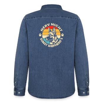 Schäferhund Geschenke Hund Herrchen Gassi - Männer Jeanshemd Organic von Stanley/Stella - verwaschenes Mittelblau  - Hinten - AI Model Male 185 light (185cm)