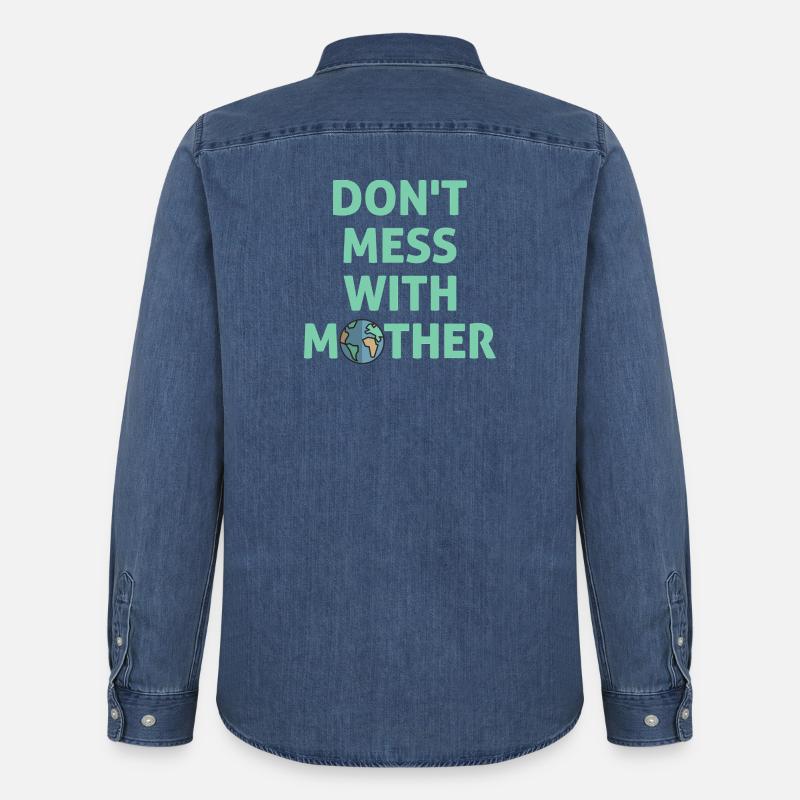 Leg dich nicht mit Mutter an! - Männer Jeanshemd Organic von Stanley/Stella - verwaschenes Mittelblau