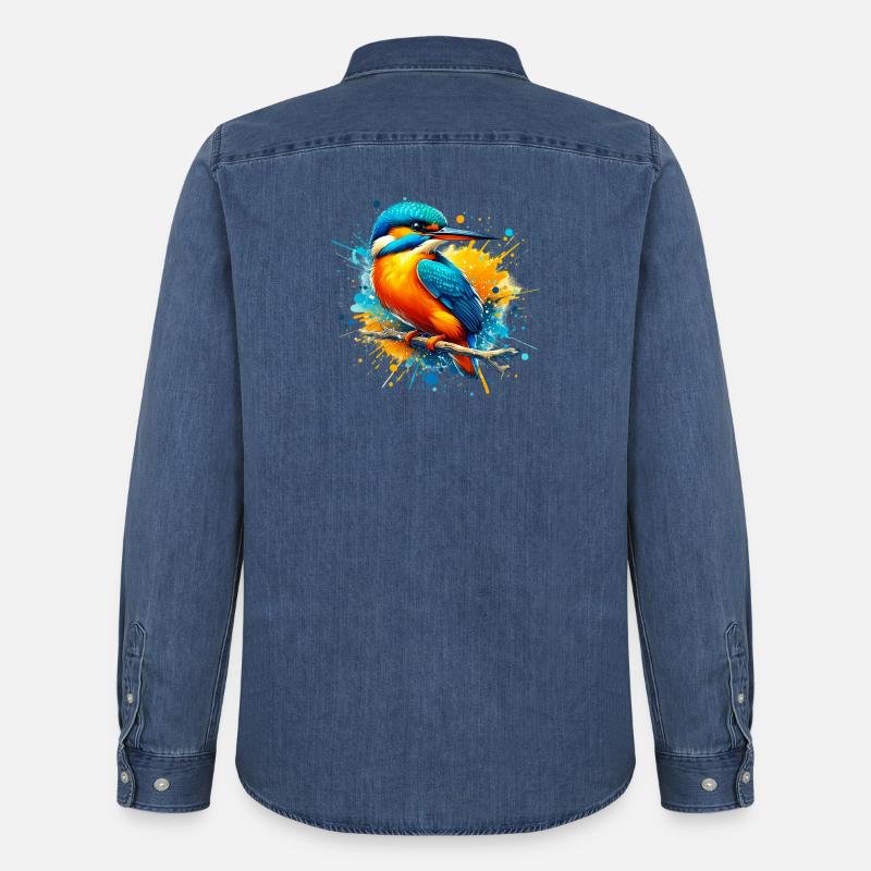 Eisvogel - Männer Jeanshemd Organic von Stanley/Stella - verwaschenes Mittelblau 