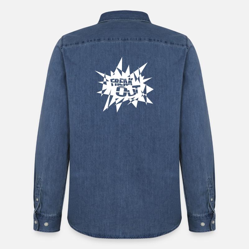 Kantiger Explosionsburst Text - Männer Jeanshemd Organic von Stanley/Stella - verwaschenes Mittelblau 