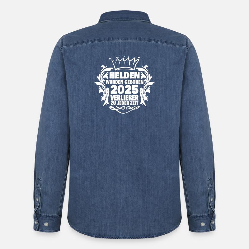 Heldengeboren 2025 Emblem - Männer Jeanshemd Organic von Stanley/Stella - verwaschenes Mittelblau 