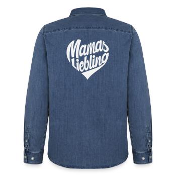 Mamas Liebling Herzdesign - Männer Jeanshemd Organic von Stanley/Stella - verwaschenes Mittelblau  - Hinten - AI Model Male 185 light (185cm)