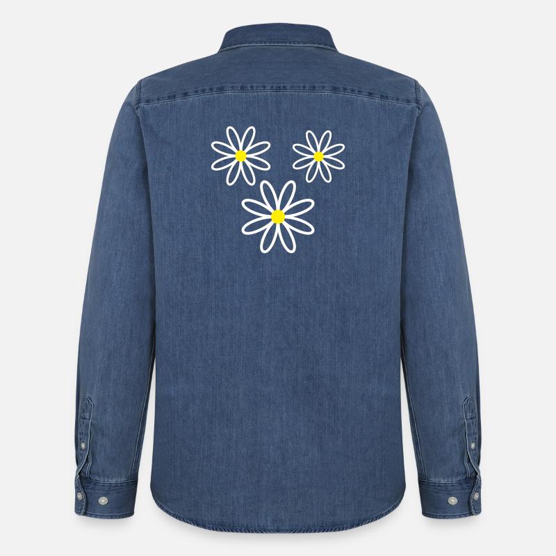 Gänseblümchen Blume - Männer Jeanshemd Organic von Stanley/Stella - verwaschenes Mittelblau 