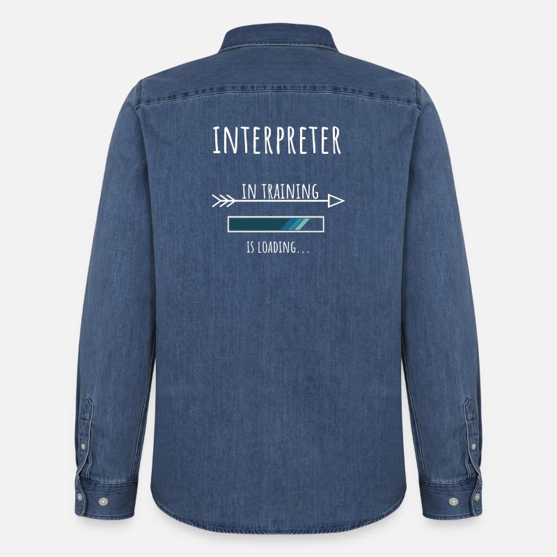 Interpreter Gift Profession Training Interpreter - Men’s Organic Denim Shirt by Stanley/Stella - mid washy 