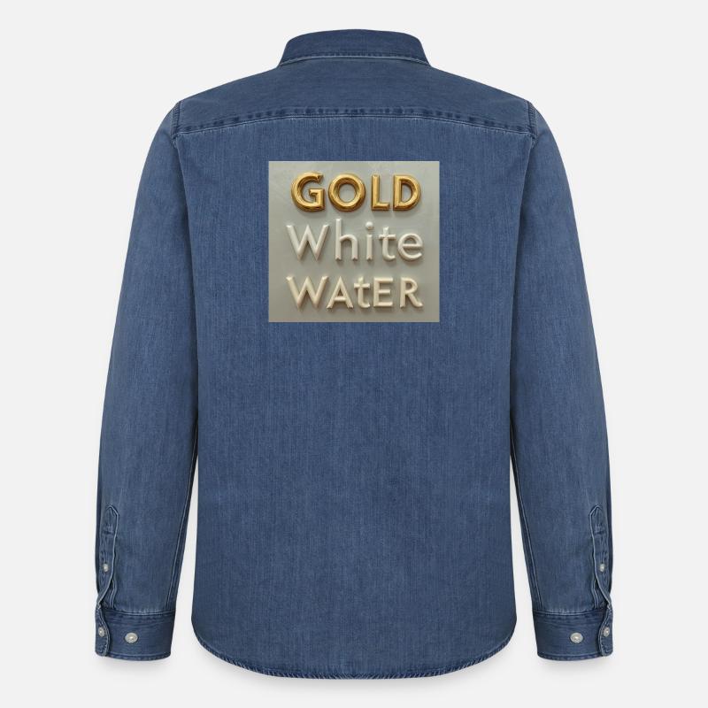 Golden White Water Typografie - Männer Jeanshemd Organic von Stanley/Stella - verwaschenes Mittelblau