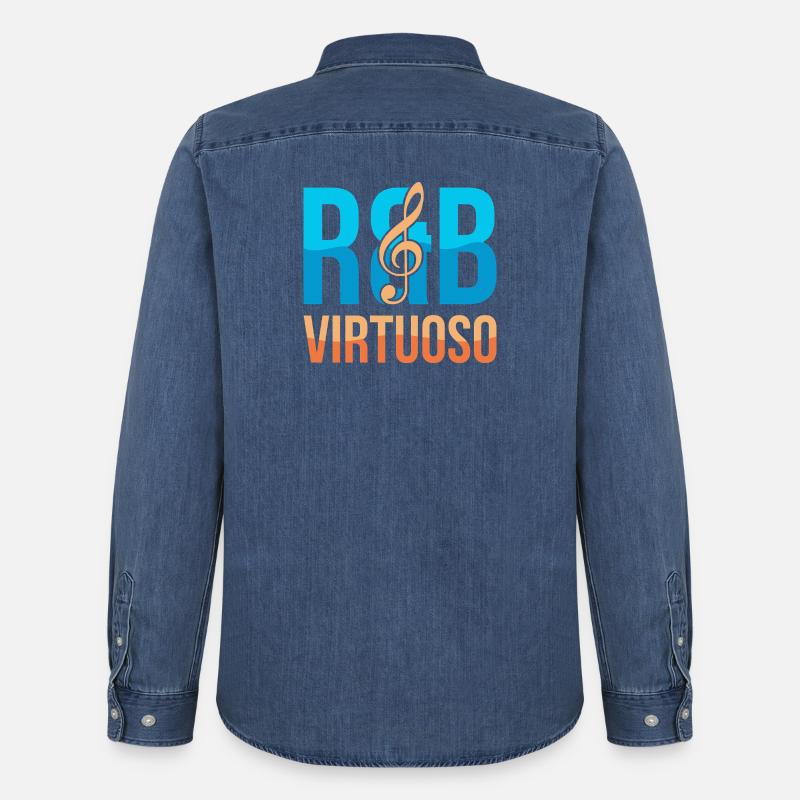 RnB Musikvirtuose E1 Deep Blue - Männer Jeanshemd Organic von Stanley/Stella - verwaschenes Mittelblau 