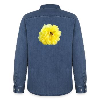Yellow_Rose_-_Bee_Nature_Photography - Chemise en denim homme bio Stanley/Stella - bleu moyen délavé  - Dos - AI Model Male 185 light (185cm)