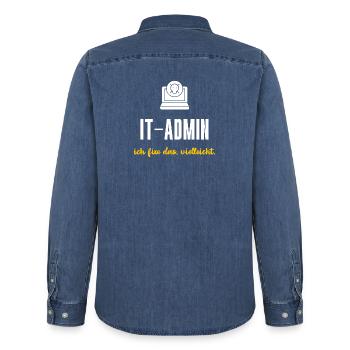 IT-Admin Geschenk Ich fixe das vielleicht - Männer Jeanshemd Organic von Stanley/Stella - verwaschenes Mittelblau  - Hinten - AI Model Male 185 light (185cm)