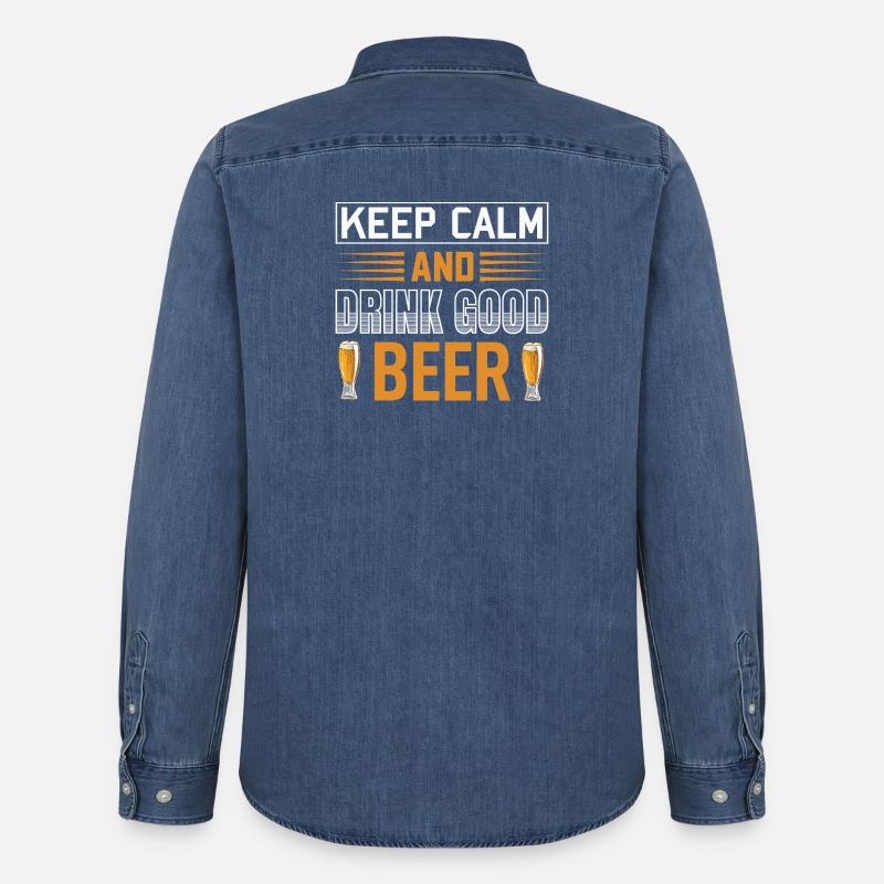 Keep calm drink beer - Männer Jeanshemd Organic von Stanley/Stella - verwaschenes Mittelblau 