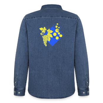 Logo revisité la Marne - Chemise en denim homme bio Stanley/Stella - bleu moyen délavé  - Dos - AI Model Male 185 light (185cm)