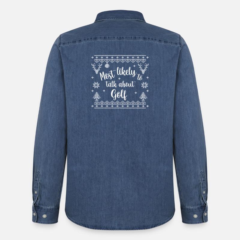 Most likely to talk about Golf - Männer Jeanshemd Organic von Stanley/Stella - verwaschenes Mittelblau 
