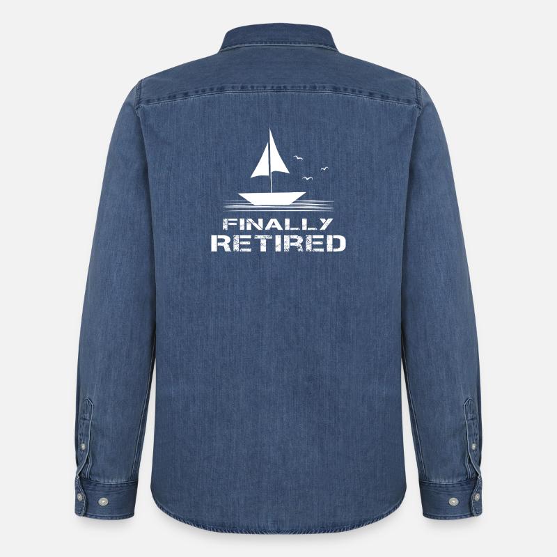Segelboot Ruhestand endlich in Rente Rentenbeginn - Männer Jeanshemd Organic von Stanley/Stella - verwaschenes Mittelblau 